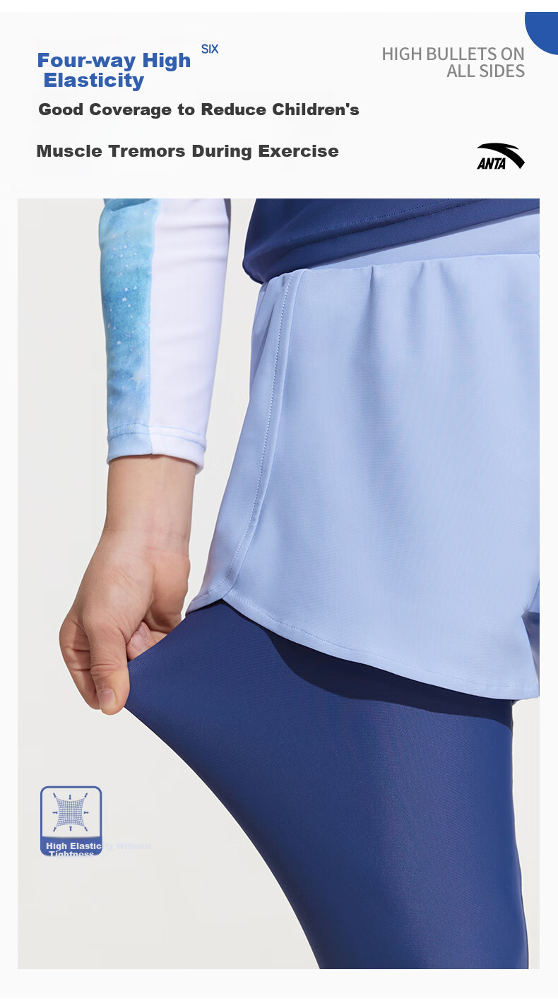 ANTA Children's Two-Piece Swimsuit, Quick-Drying Long Sleeve And Pants, Sun Protection with Hood, for Older Children And Teenagers, Suitable for Hot Springs And Swimming, Size 150 5