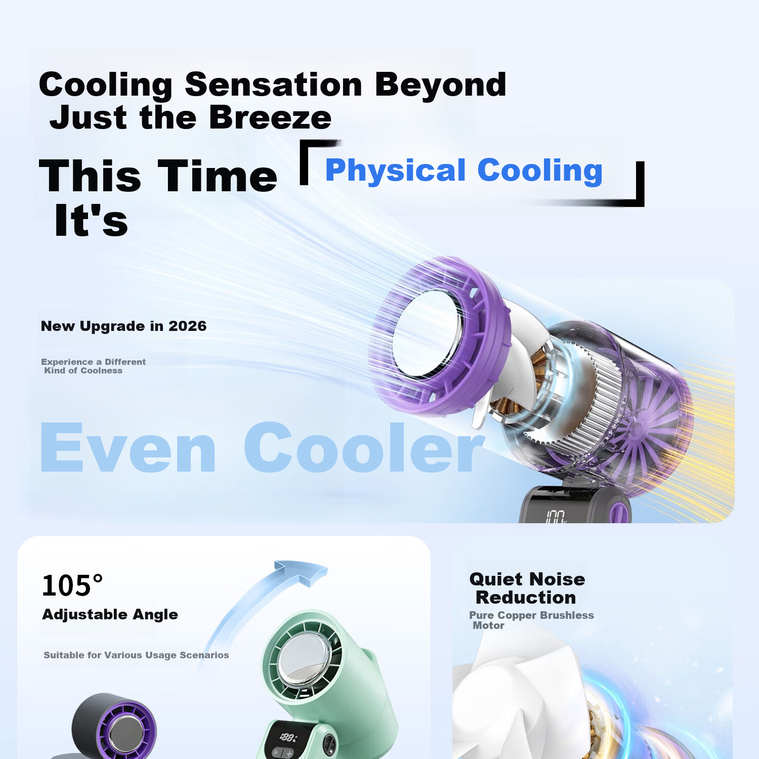 Yoobao Handheld Mini Fan, Semiconductor Cooling, Rechargeable, Long Battery Life, Foldable, Portable, Summer Outdoor Camping Cooling Device 3