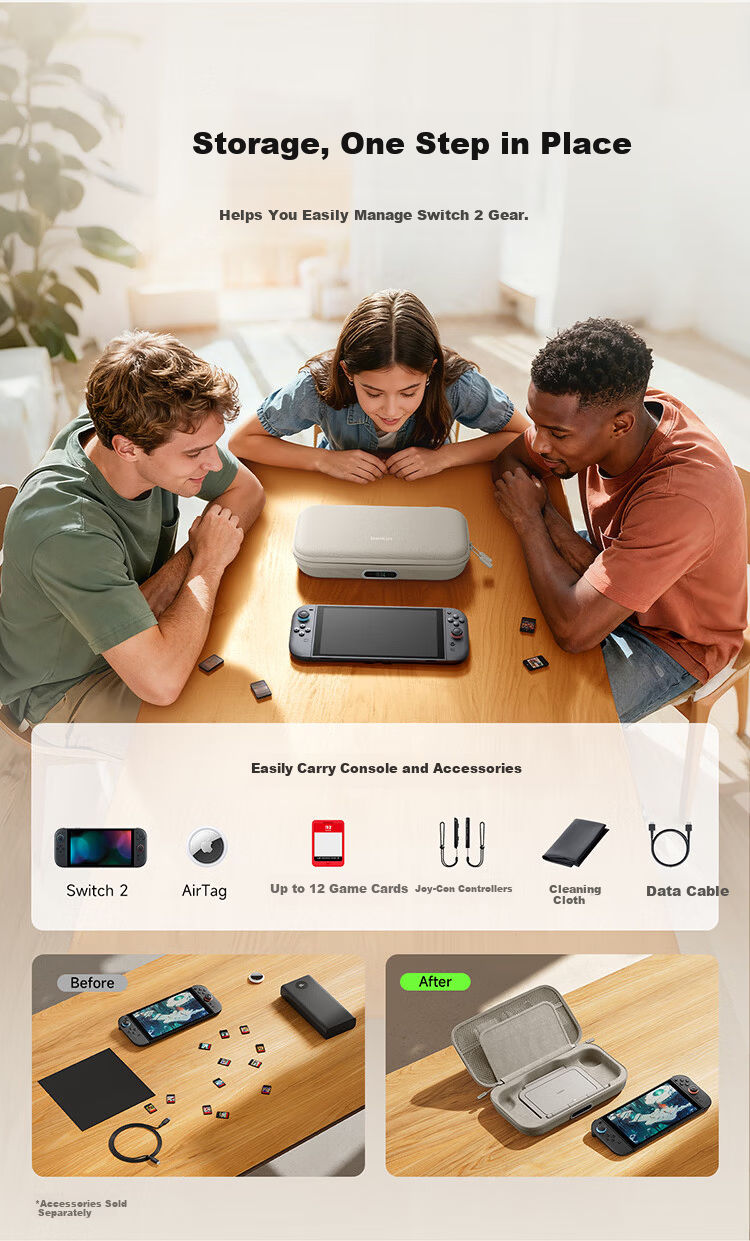 BELKIN Gaming Accessories Switch 2 Storage Case NS2 Cartridge Box Nintendo Protective Cover Protective Bag Shockproof Multi-functional Portable Storage Box Dark Gray 8