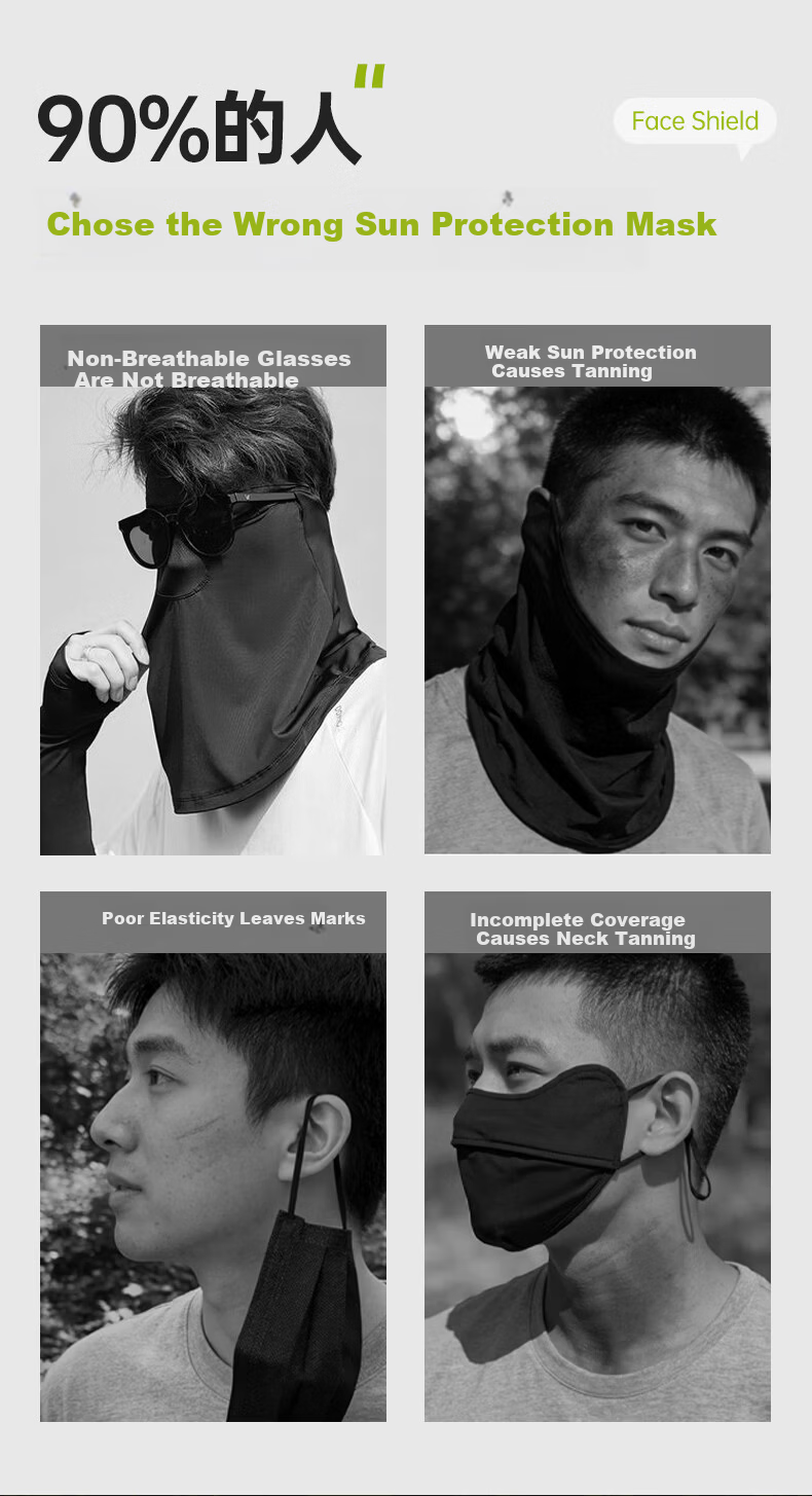 XTEP Sun Protection Face Mask Ear-Hook Cycling Neck Gaiter for Men, Full Face Windproof Dustproof UV Protection Mountaineering Gear 3
