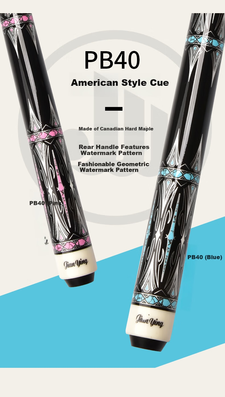 Jianying Billiard Cue American Large Head Cue Nine-Ball Cue Black Eight Chinese Eight 8-Ball Beginner Pool Cue Set PB40 Blue 3