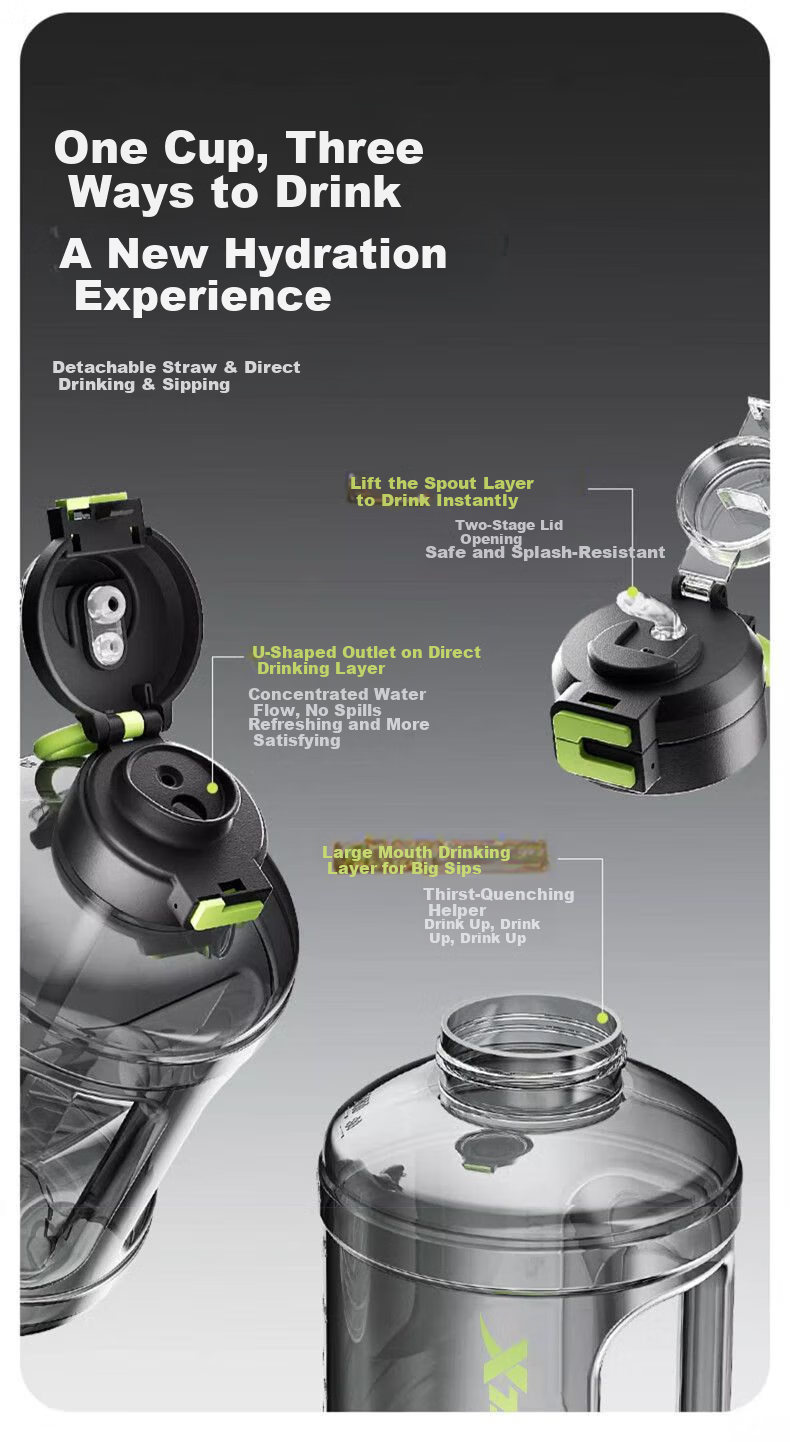 XTEP Ton Cup Large Capacity Fitness Sports Water Bottle Straw Bottle for Men and Women 5