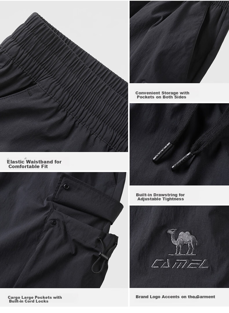CAMEL Casual Workwear Shorts Men Outdoor Water-Repellent Woven Sports Pants N16BR0L3170 Mist Gray XXL 4