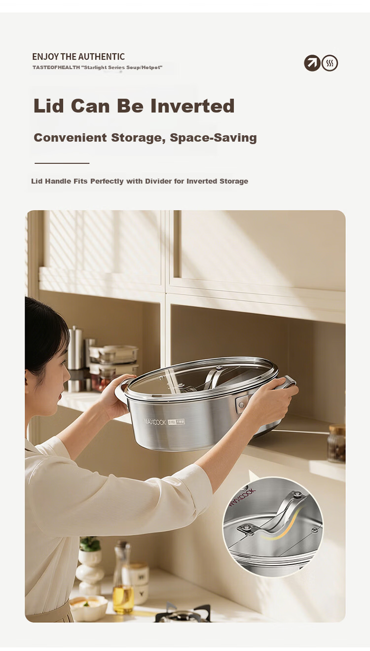 MAXCOOK 316L Stainless Steel 28cm Triple-Layer Mandarinfish Hot Pot with Lid Compatible with Gas and Induction Cookers MCT4015 7
