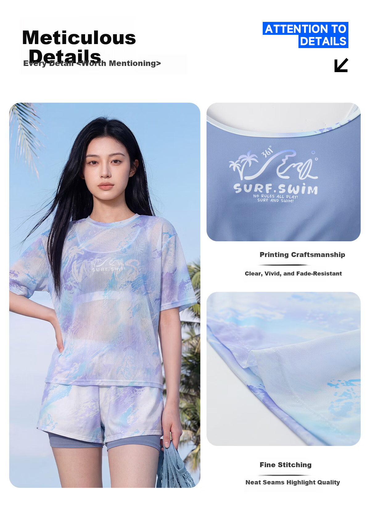 361° Women's Three-Piece Swimsuit Set 2026 New Luxury Beach Vacation Loose Plus Size Swimwear Hot Spring 8
