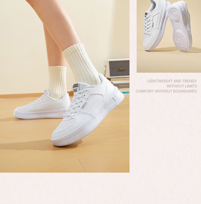 361° Qinghe 2 New Trendy Platform Leather Casual Sneakers Women's White Shoes 682636618-1 14