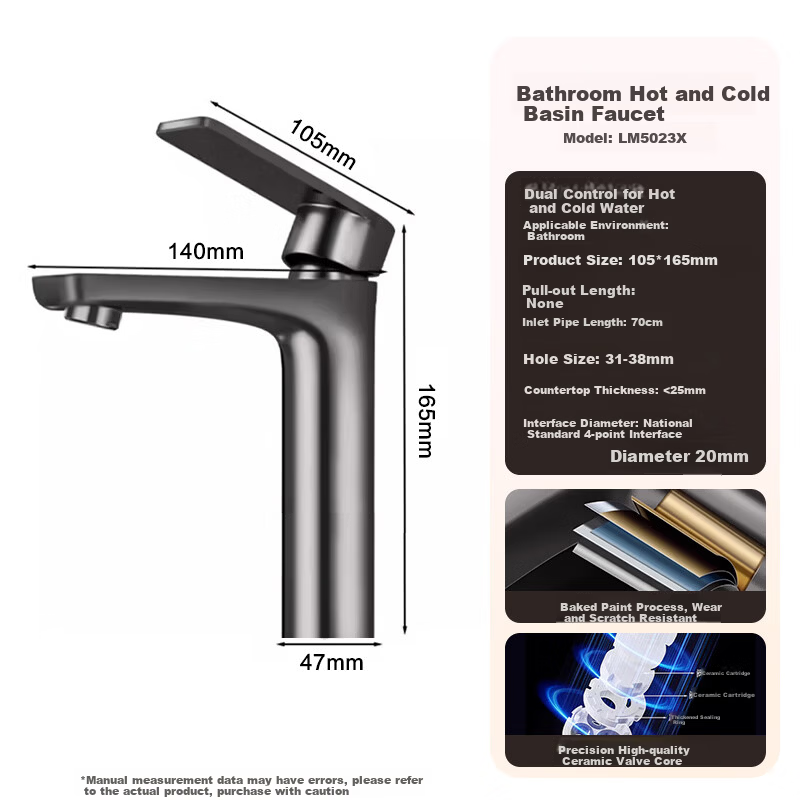 Vanward Basin Faucet Bathroom Sink Hot and Cold Mixer Tap Universal Washbasin Faucet for Vanity