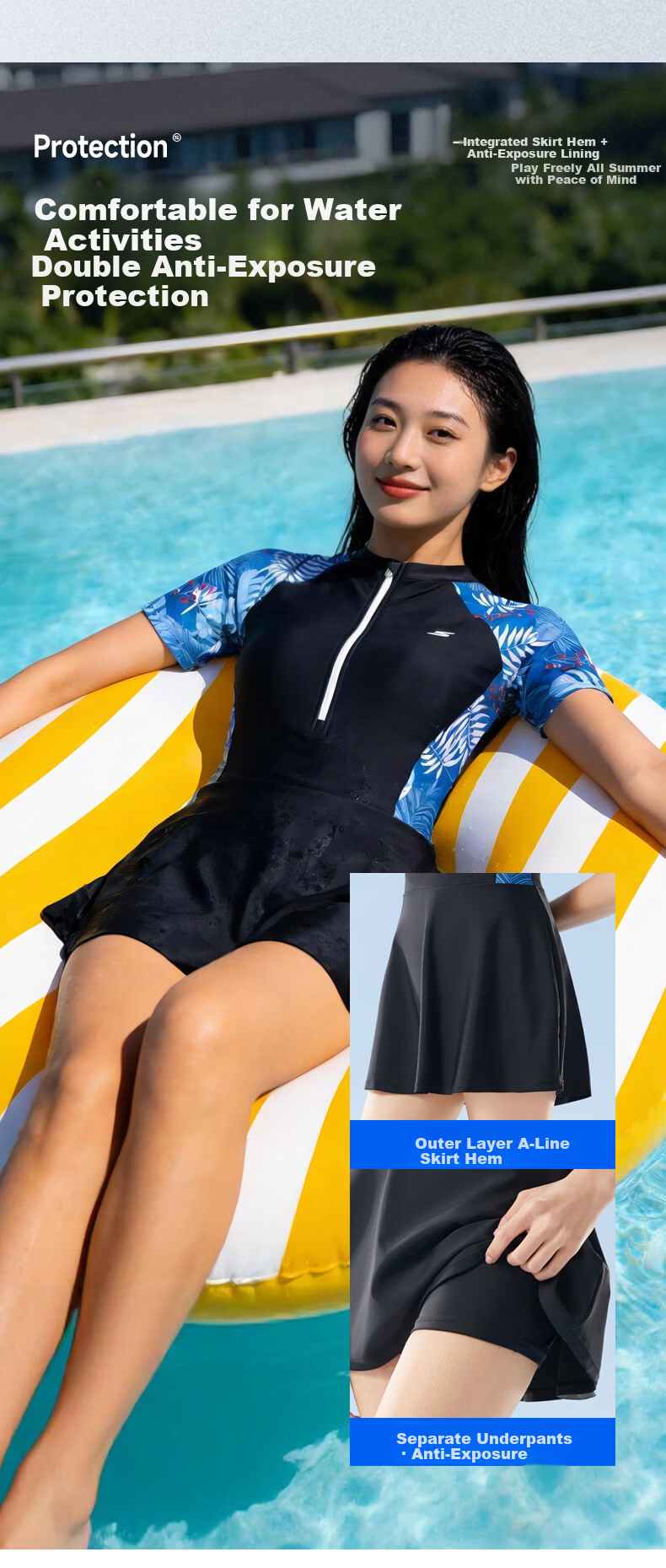Skechers Women's One-Piece Skirted Modest Slimming Plus Size High-End Adult Tummy Control Spa Swimsuit XL 12