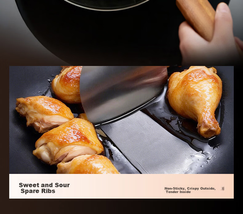 ASD Magic Titanium Iron Non-Stick Wok 32cm Compatible with Induction Cooker 12