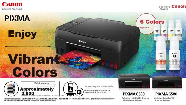 Canon G680 6-Color Ink-Refillable All-In Photo Printer (Print/copy/scan WiFi/WeChat Remote Printing Low-Cost High-Yield Photo Printing for Home Use) 1