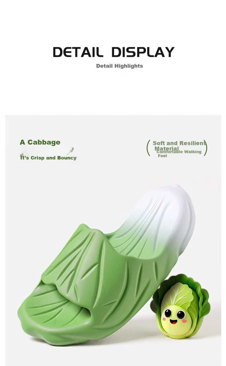 HIPANDA Cabbage Outdoor Slippers Women Non-Slip Thick Sole Height Increasing Soft Indoor Home Shower Men Flip Flops 5