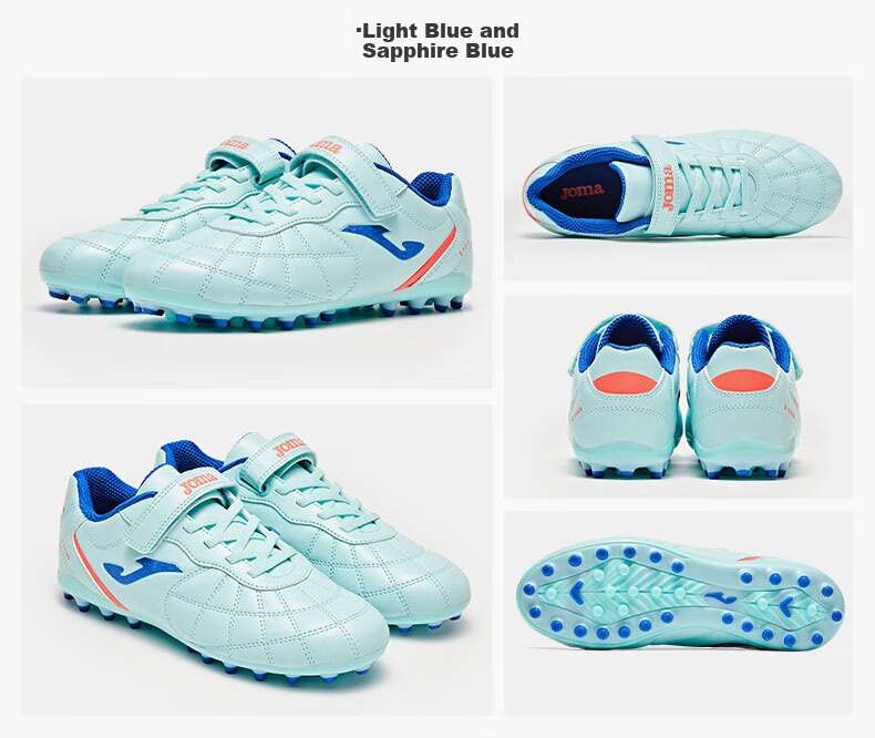 JOMA 2025 New Magic Tape Children's Soccer Shoes MG Short Studs Youth Student Training Shoes Light Blue/Dark Blue Size 36 17