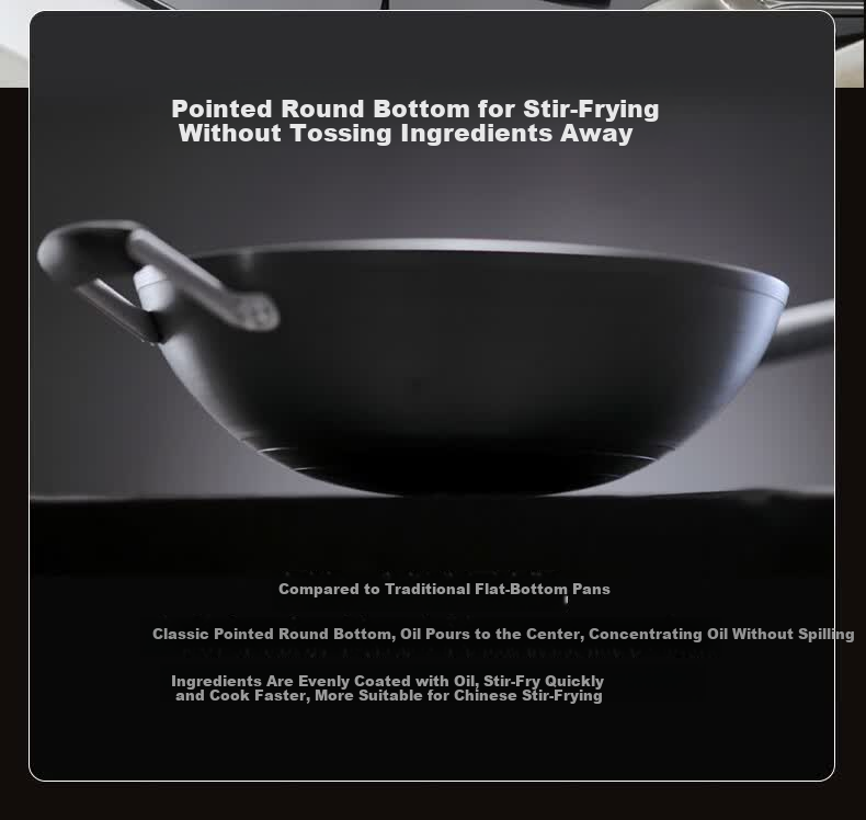 ASD Carbon Steel Wok Non-Coated Rust-Resistant Household Stir-Fry Pan Round Bottom 32cm Gas Stove Compatible 8