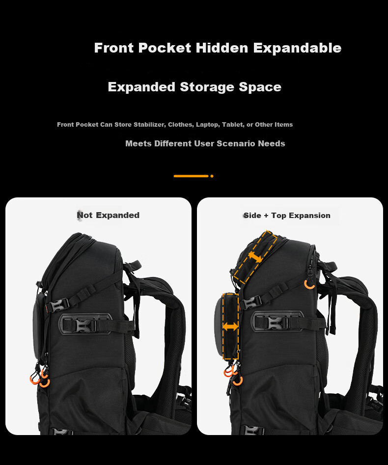 TARION Photography Backpack, Outdoor Hiking Travel Camera Bag, Multifunctional Storage Design, Roll-Up Camera Bag, Xprober Horizon, Black 10