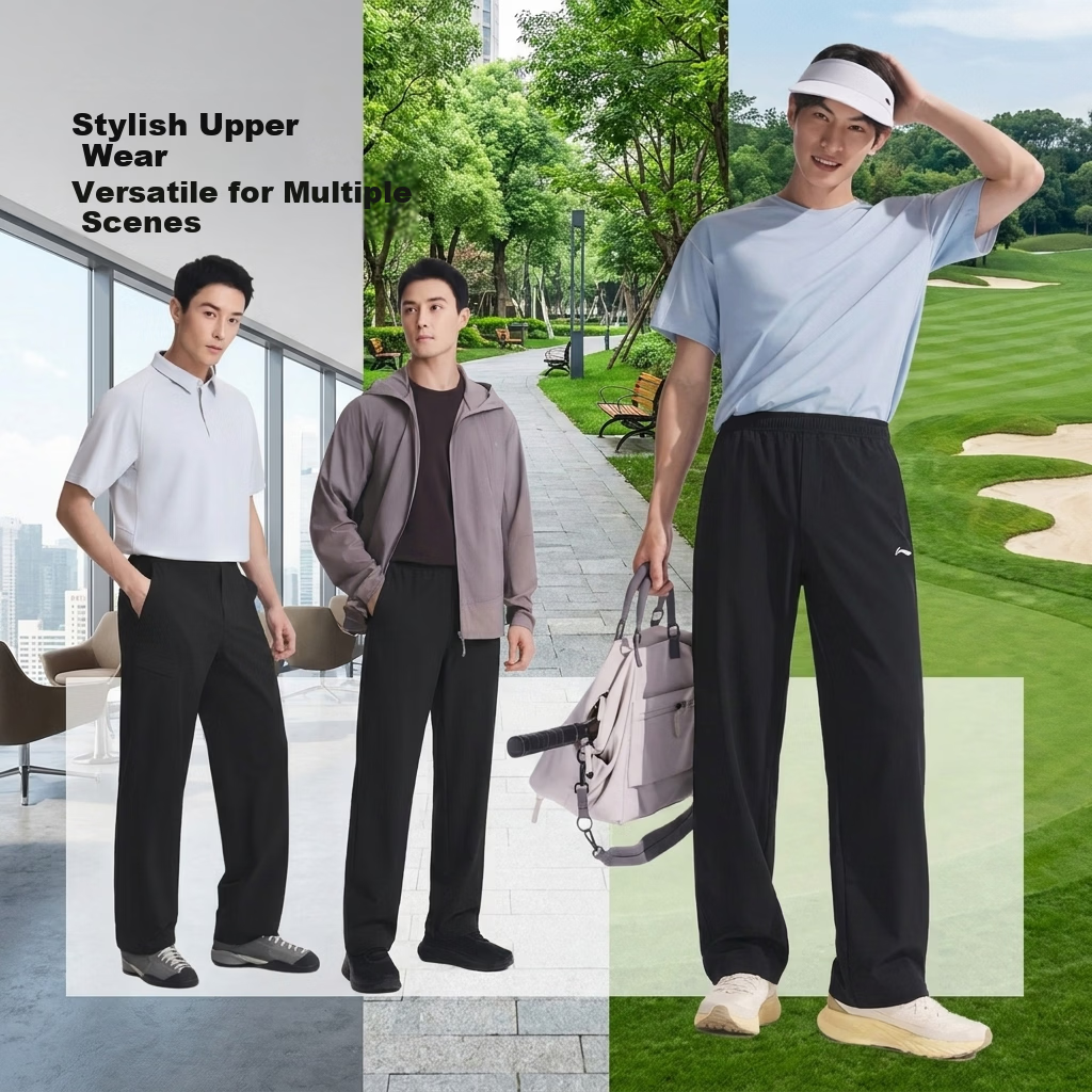 Li-Ning Men's Sports Pants, Summer Quick-Dry Breathable New Thin Ice Silk Climbing Martial Arts Pants, Elastic Waist Straight-Leg Two-Way Wear 6