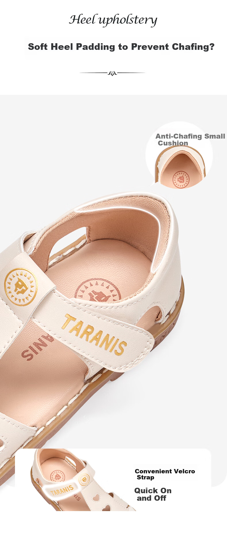 TARANIS Kids Princess Sandals Summer New Girls Soft Sole Anti-Friction Fashion Versatile White Leather Shoes Size 29 4