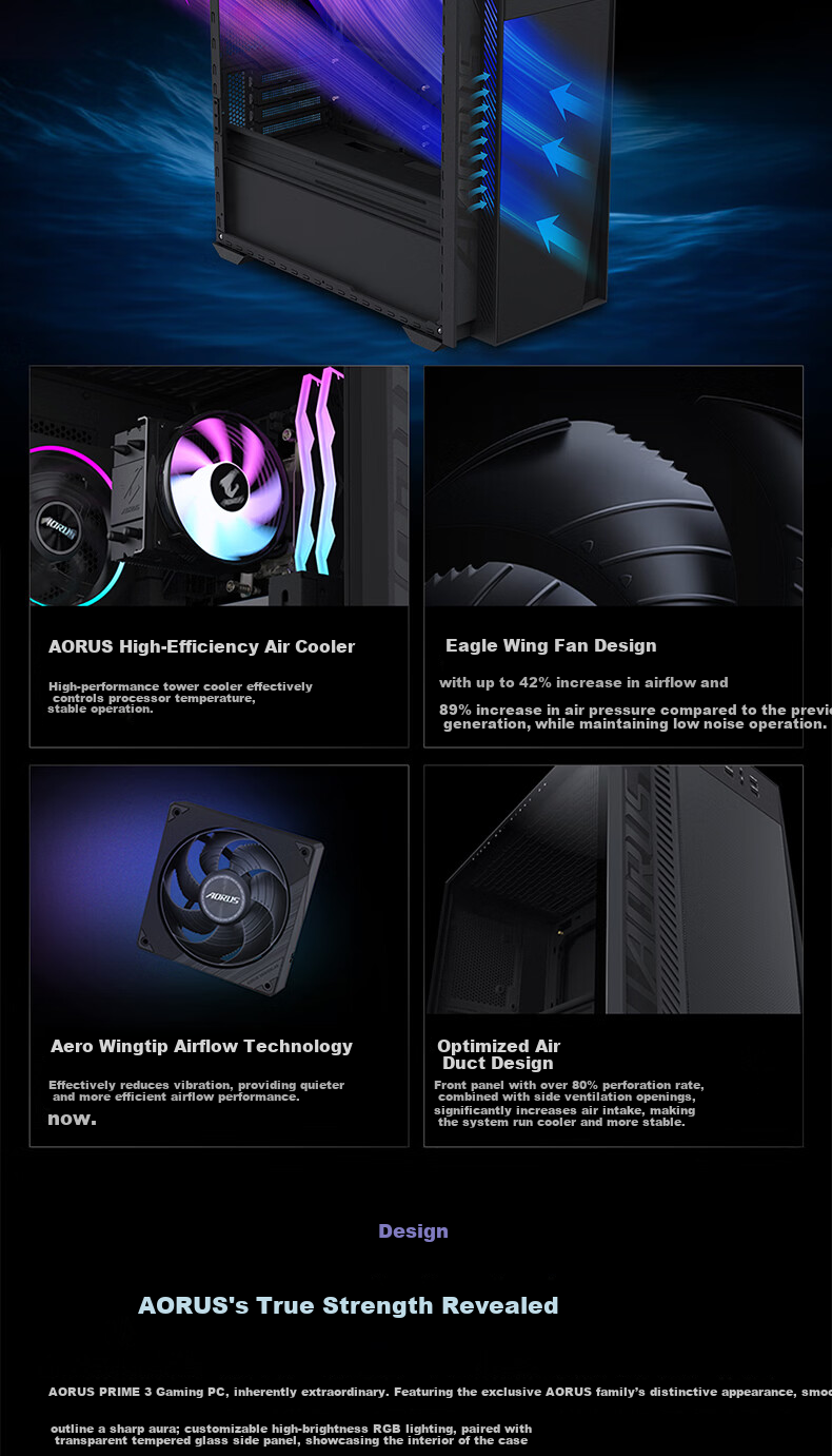 GIGABYTE AORUS PRIME5 Deep Learning Video Editing Rendering Design Gaming Lobster OpenClaw PC 9800X3D/RTX5070Ti/32GB/2TB 4