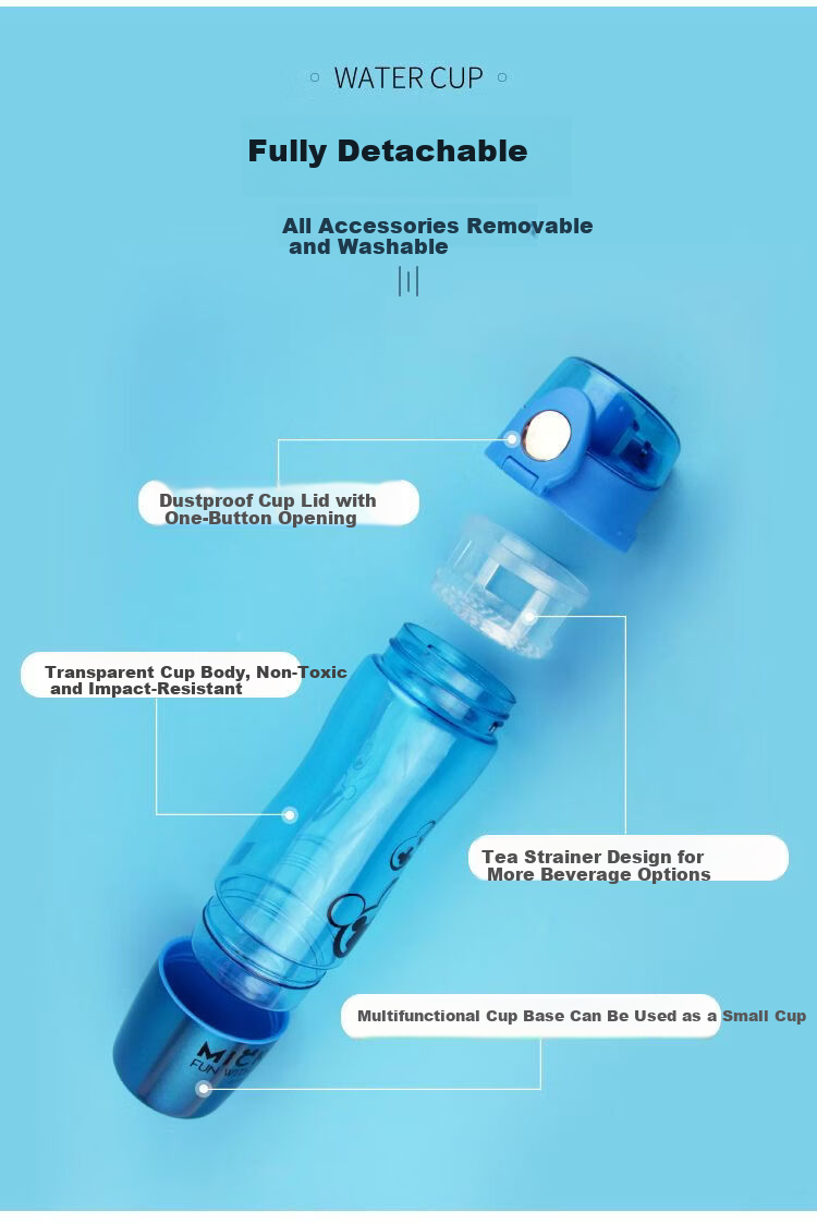 Disney Kids Water Bottle Summer Tea Infuser Portable Student Drinking Sports Bottle 570ml Mickey 3