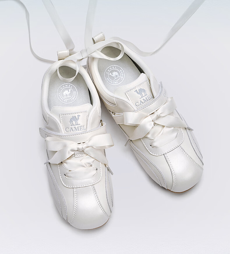 CAMEL Ribbon Thin Sole Derby Shoes Women Retro Casual Ballet Style Sneakers L26A255054 Silver Size 40 9
