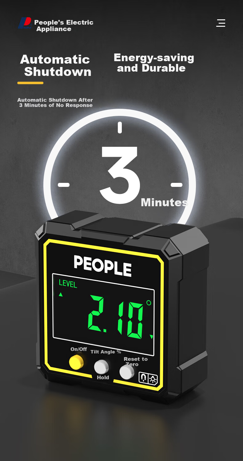 People's Digital Inclinometer Box Electronic Digital Level with Magnetic Angle Meter Slope Gradient Ruler RE-DIM032S 10