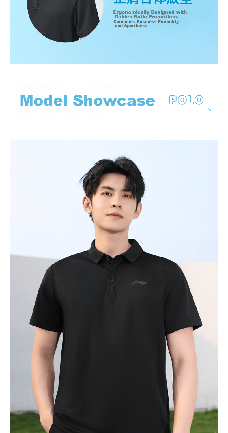 LI-NING Quick-Dry Polo Shirt Short Sleeve Men 2026 Summer New Ice Silk Breathable Men's T-Shirt High-End Casual Wear 8