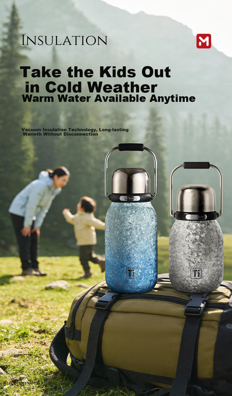 IMOGY Pure Titanium Insulated Mug Women's Holiday Gift Coffee Cup High-Value Large Capacity Magnetic Lid Water Bottle with Handle 12
