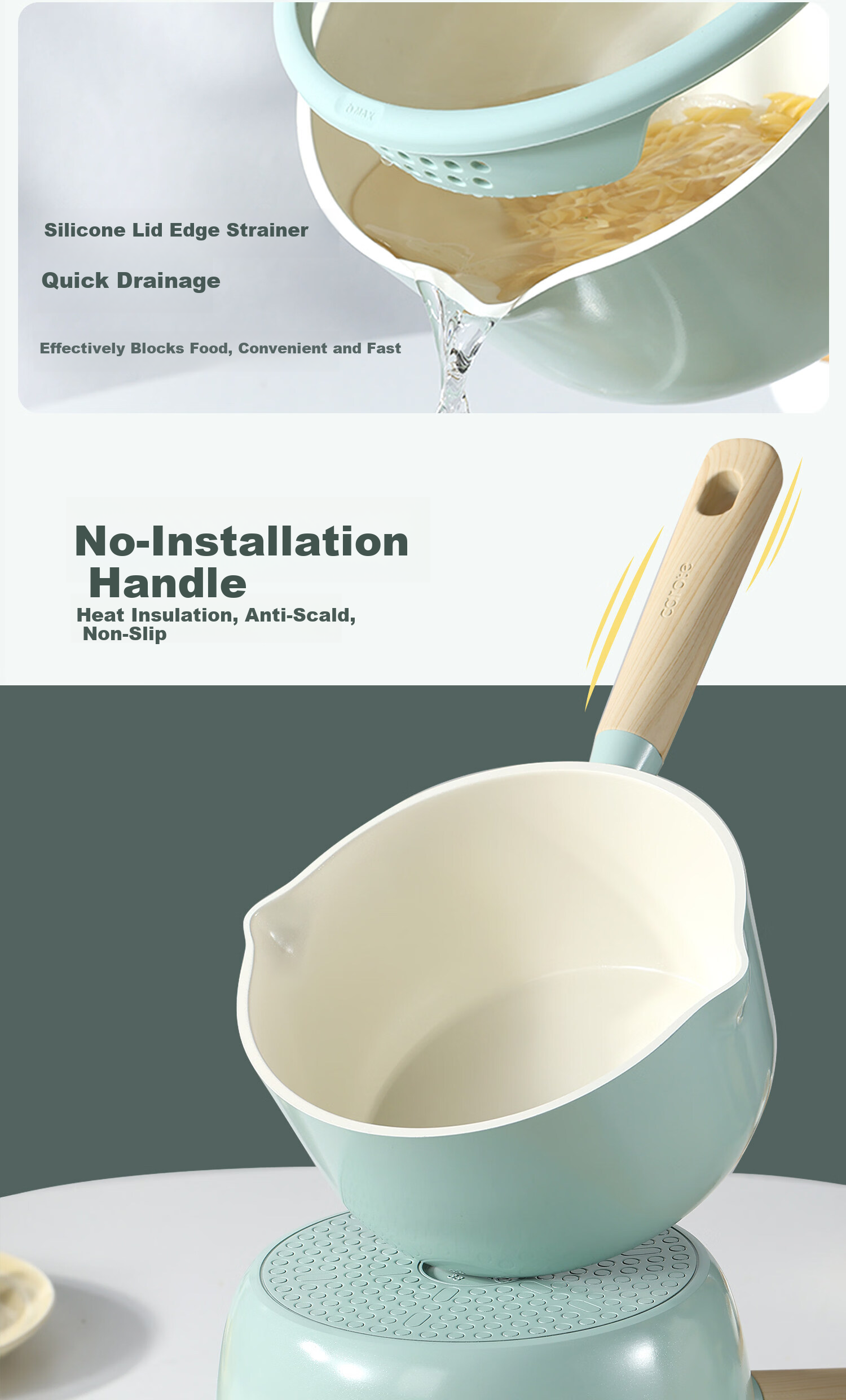 Carrot Non-Stick Milk Pot Baby Food Pot 0 Fluoride Non-Stick Milk Pan Instant Noodle Pot Gas and Induction Cooker Compatible 20cm 8