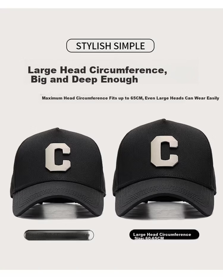 Miiow Men's New Deepened High-Top Baseball Cap C-Logo Large Head Circumference Outdoor Duckbill Hat Trendy Face-Slimming Brand 12