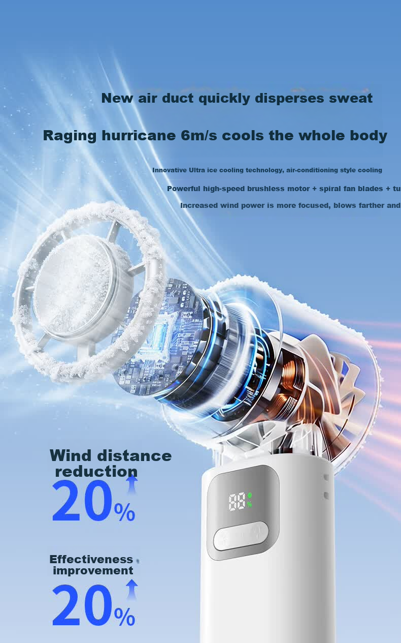 VENIDER 2026 Heavy-Duty Ice Cooling High-Speed Handheld Folding Mini Portable Outdoor Desktop USB Neck Hanging Rechargeable Silent Long-Lasting Fan for Students Dormitory 11