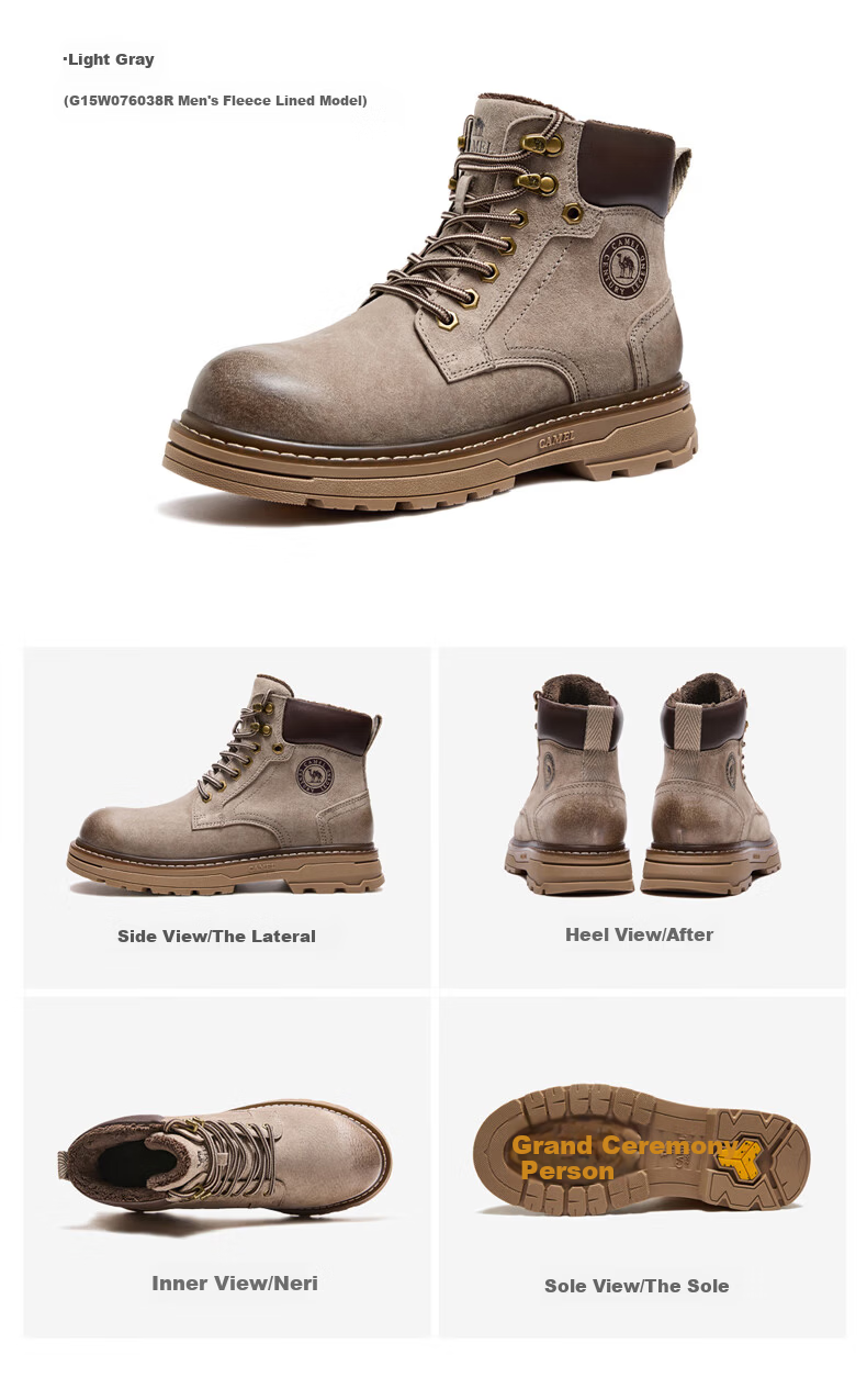 CAMEL Wang Junkai Style Martin Boots High-top Outdoor Workwear Yellow Boots Men GE122W7757T Golden Yellow Size 40 32