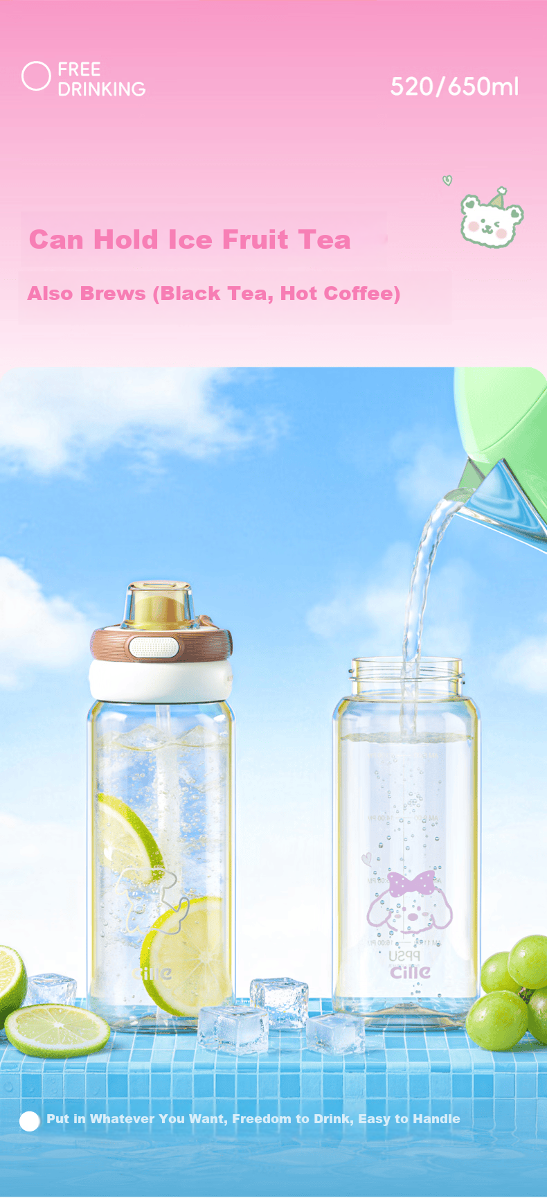 Cille Large Capacity PPSU Health Material Straw Cup Baby Bottle Grade Student School Sports Direct Drinking Cup 7