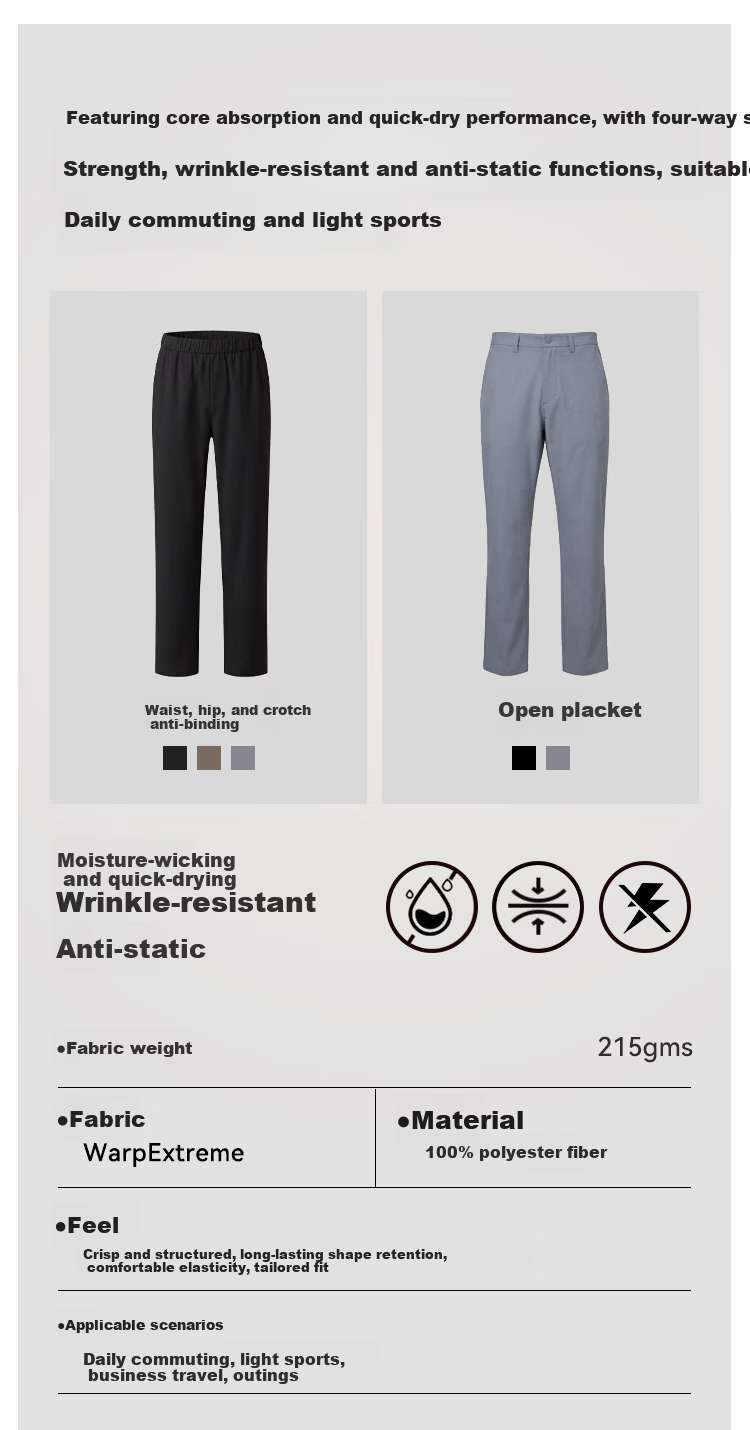 JD Jingzao New Men's Summer Sports Pants Outdoor Durable Hiking Running Casual Pants Solar Gray Zip Front S 2