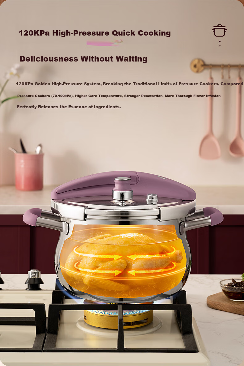 KOBACH Pure Titanium Pressure Cooker 5.8L Small Fast Cooking Explosion-Proof Stove Universal 22cm (Red) 3