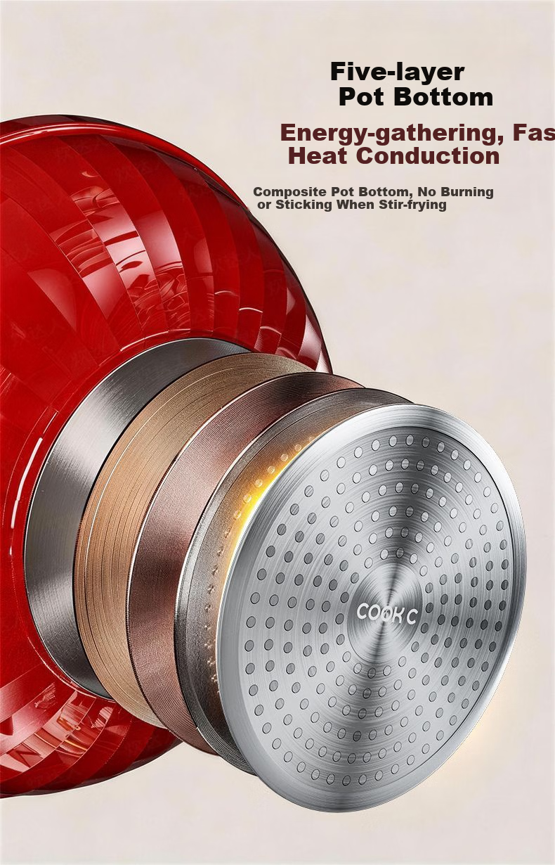 CHUI DA REN Wear-Resistant King Titanium Non-Stick Frying Pan Household Oil-Gathering Flat Bottom Gas and Induction Cooker 0 Fluorine Coating Stir-Fry Pan 14