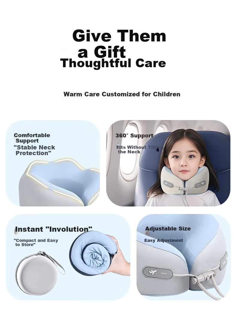 Ousen Kids U-Shaped Travel Neck Pillow Memory Foam Baby Car High-Speed Train Airplane Sleep Neck Support Cushion 2