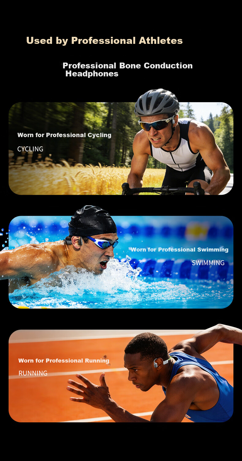 Aigo Bluetooth Earphones True Bone Conduction Earhook Sports Wireless IP68 Dustproof Waterproof MP3 Compatible for Kids Running Cycling GS08max Black 1