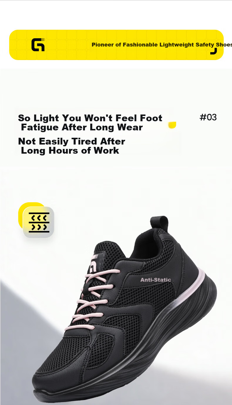 Junbu Women's Anti-Static Shoes Summer Breathable Soft Sole Comfortable Work Shoes for Gas Station Petroleum Petrochemical 6013BA Size 38 5