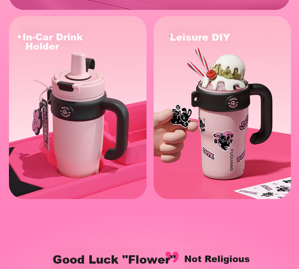 Fuguang Giant Straw Insulated Ice Water Bottle Large Capacity Female Student High-Value 316L Stainless Steel Tea Cup 11