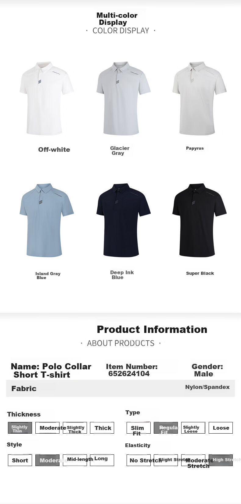 361° Men's Short Sleeve Polo Shirt Spring Summer Sports Casual Sun Protection Cooling Top 652624104-5 38