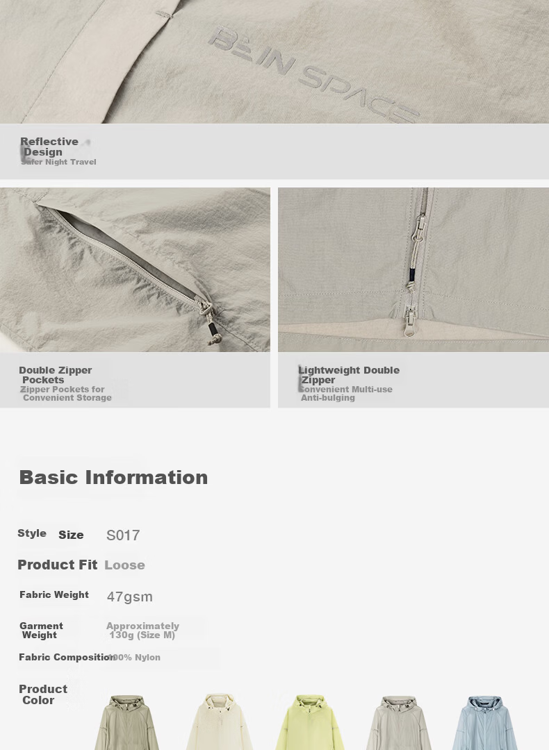 BEIN SPACE Summer Unisex Outdoor Sun Protection UPF50+ Lightweight Packable Reflective Skin Jacket Women S017 Licorice Green L 7
