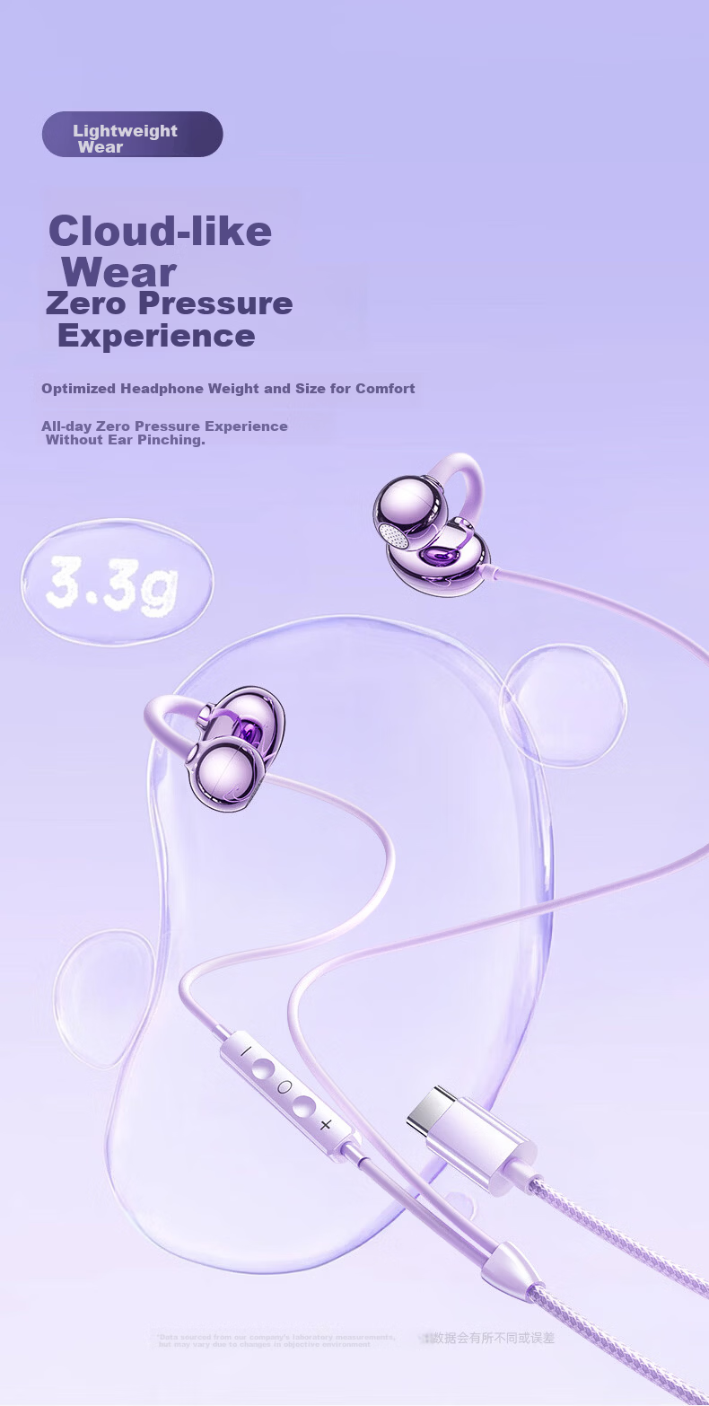 KOVOL Berlin Sound Wired Computer Earphones Clip-On Semi-In-Ear Type-C Sports Running Gaming Headset with Microphone Noise-Isolating 5
