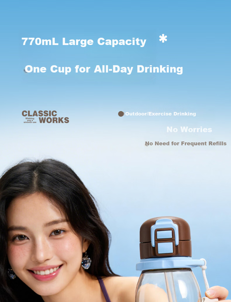 Cille Large Capacity Sports Water Bottle Baby-Grade PPSU High-Temperature Resistant Straw Cup Portable School Student Children's Cup 8
