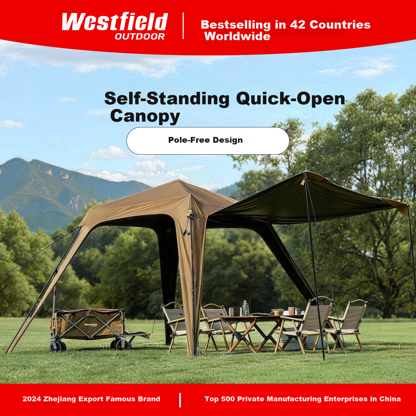 Westfieldoutdoor, Myfei Outdoor Camping Equipment, Self-Standing Quick-Open Canopy, Tarpaulin Door Curtain Accessories