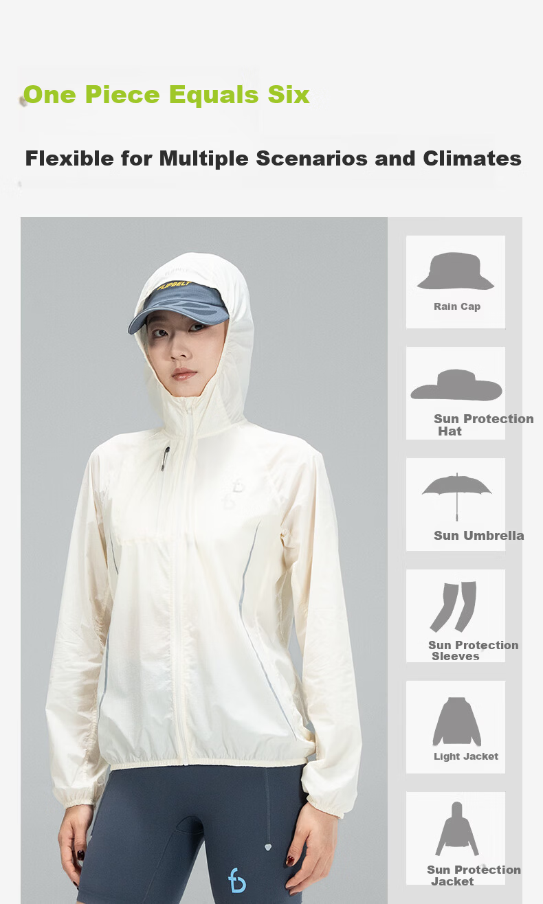 Feibit [Skin Jacket 2.0] Women's Original Yarn Sun Protection Jacket Running Breathable Lightweight Outdoor Sports Waterproof Morning Mist Gray L 5