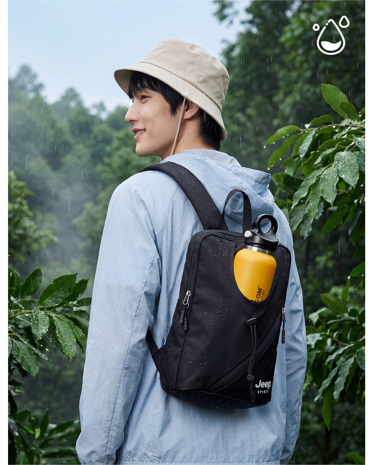 JEEP SPIRIT Men's Chest Bag Single Shoulder Crossbody Water Bottle Compartment Simple Sports Casual Commuter Cycling Bag 19
