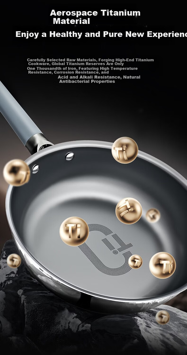 Sanhe 0 Coating 99 Titanium Non-Stick Frying Pan with Lid 26cm Universal Stove LJ26S17 + Bamboo Chopsticks 5