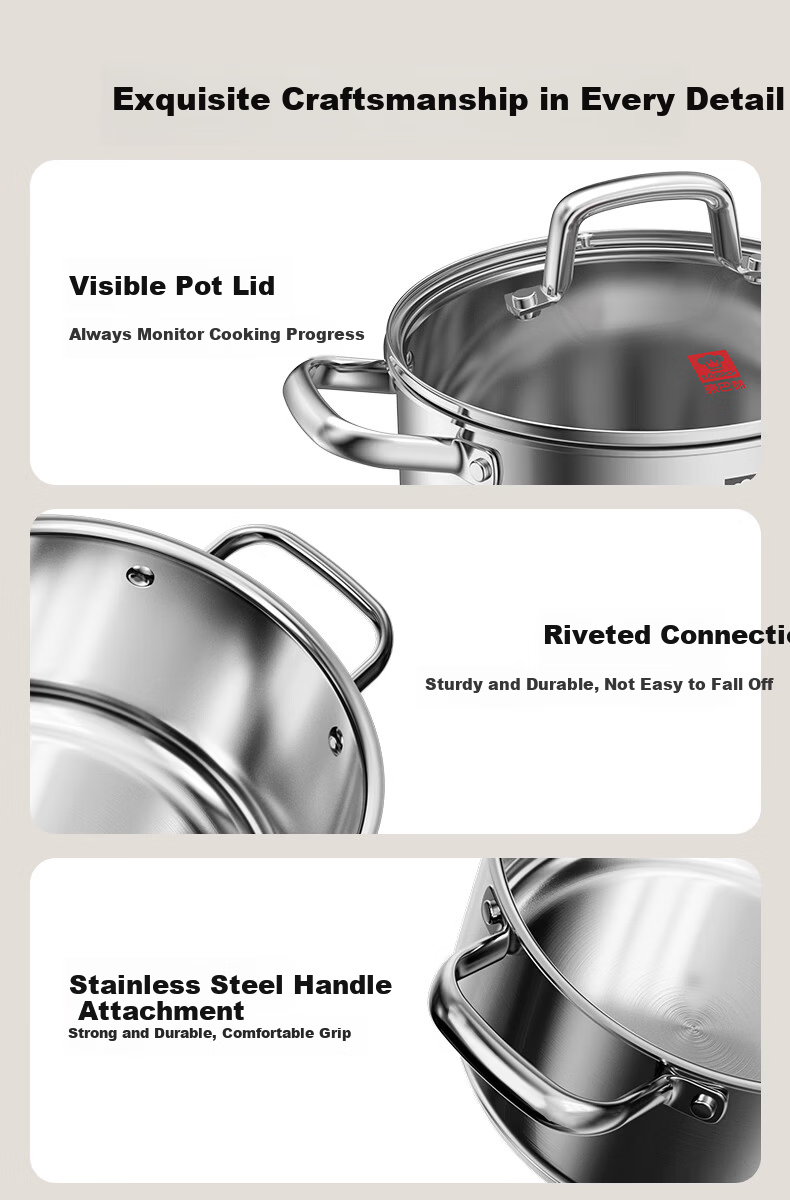 KOBACH German-Style Soup Pot, 316L Thickened Stainless Steel, Multifunctional Frying Pan, Steaming And Stewing Pot, Large Capacity, Compatible with Induction Cooker And Gas Stove 12