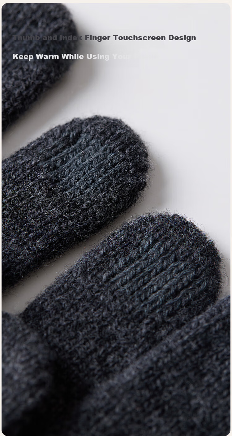JIUMU 100% Wool Thermal Gloves for Men Winter Fair Isle Thickened Cold-Resistant Touchscreen Knitted Wool Gloves 8