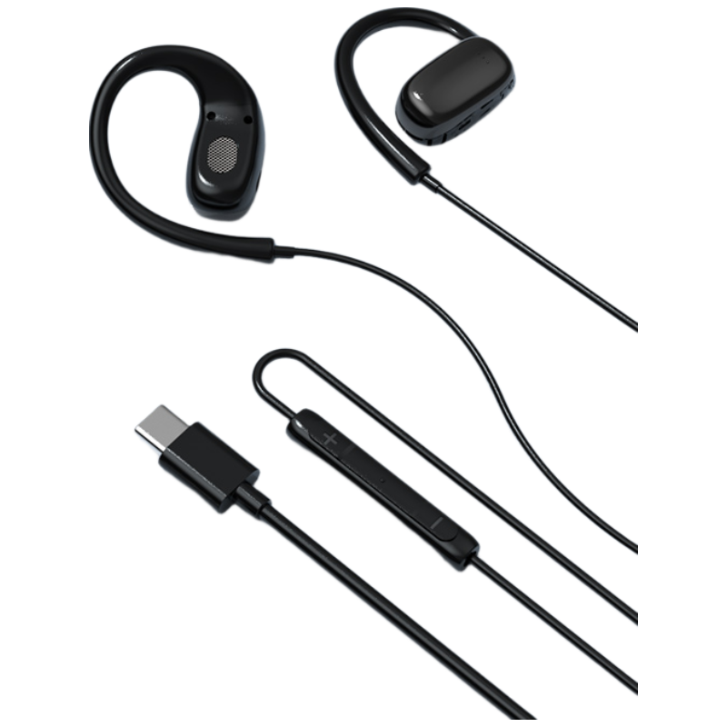 EZHK Type-C On-Ear Wired Earphones Noise-Cancelling with Microphone for Apple Huawei Honor Xiaomi Tablets and Computers