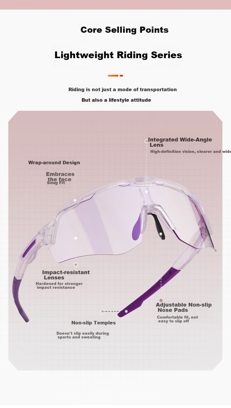 40,000km Cycling Glasses Windproof Photochromic Day and Night Use Road Bike Goggles Black Frame White to Gray 1